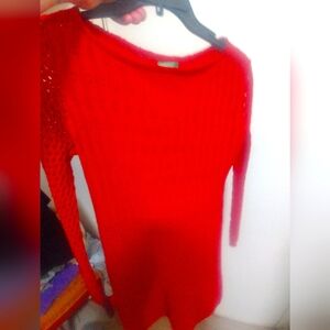 Chic Red Knit Sweater Dress